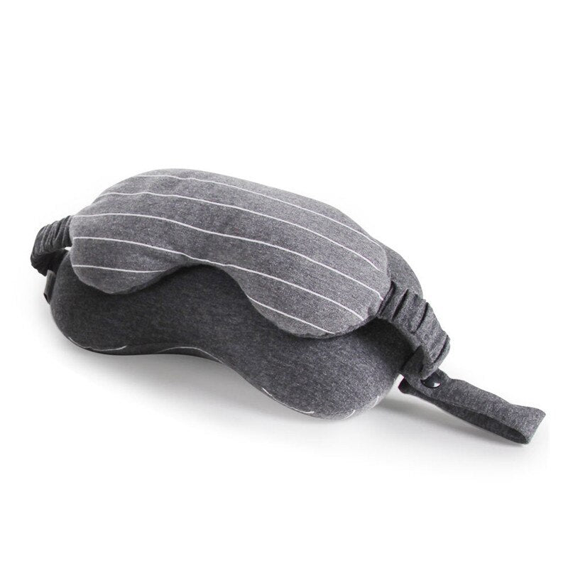 FlowRest pillow in dark grey color with striped pattern on soft fabric