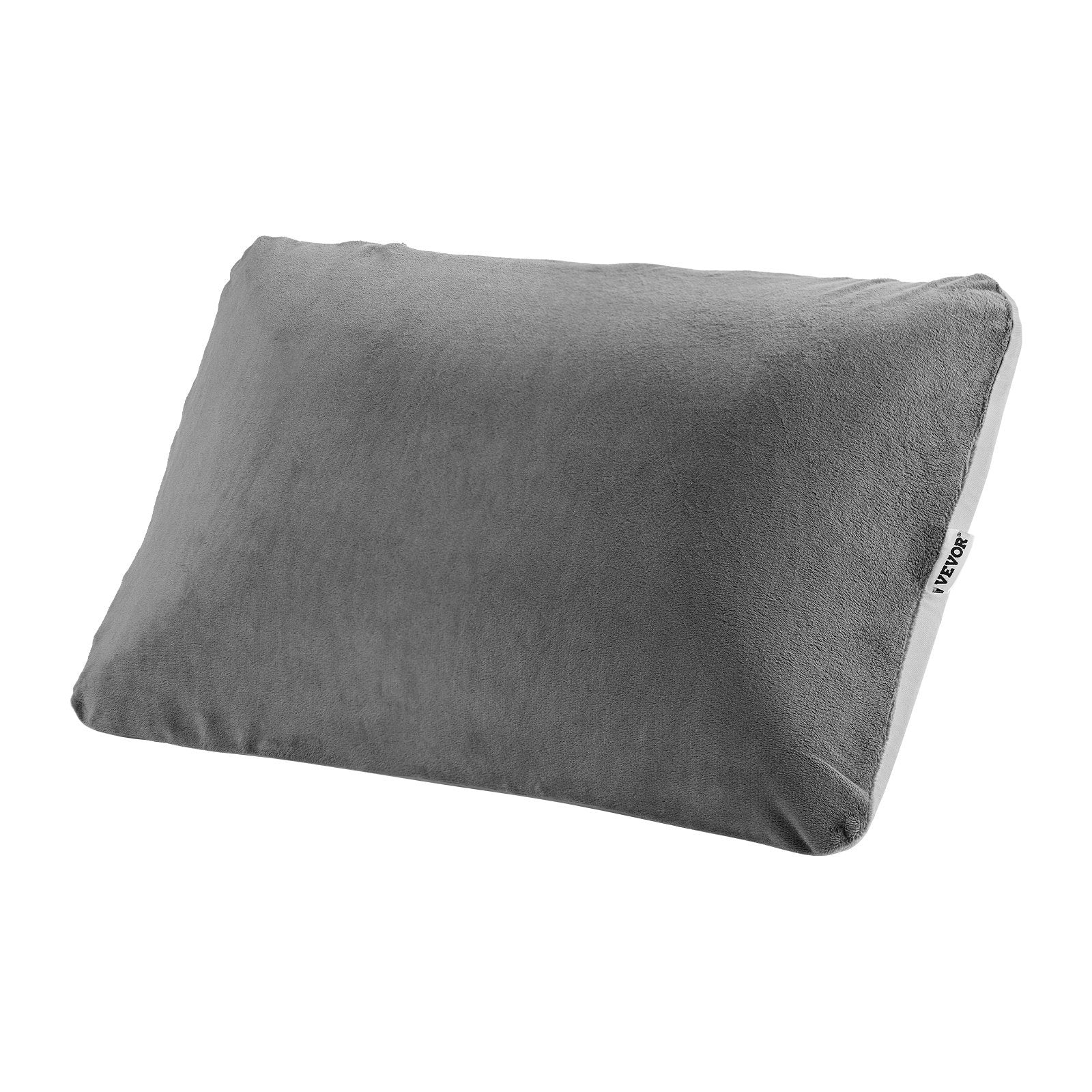 Angled view of FlowRest travel pillow highlighting plush, ergonomic design.