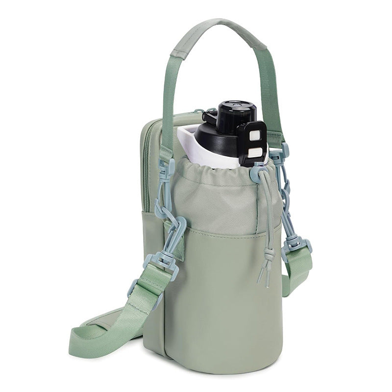 Main product image of FlowTote insulated bottle bag in green with adjustable strap and bottle.